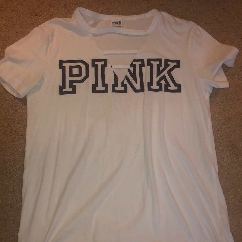 VS Pink white shirt sleeve shirt